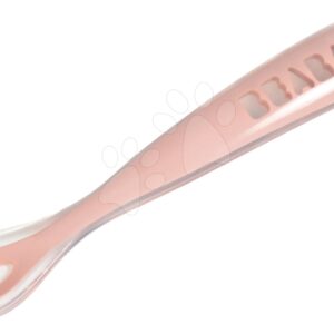 Lžička pro děti Beaba Ergonomic 1st age Old Pink ze silikonu růžová 17 cm od 4 měsíců