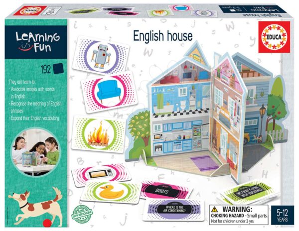 Naučná hra pro nejmenší English House Educa Učíme se výbavu rodinného domu v angličtině s obrázky 192 dílů od 5–12 let