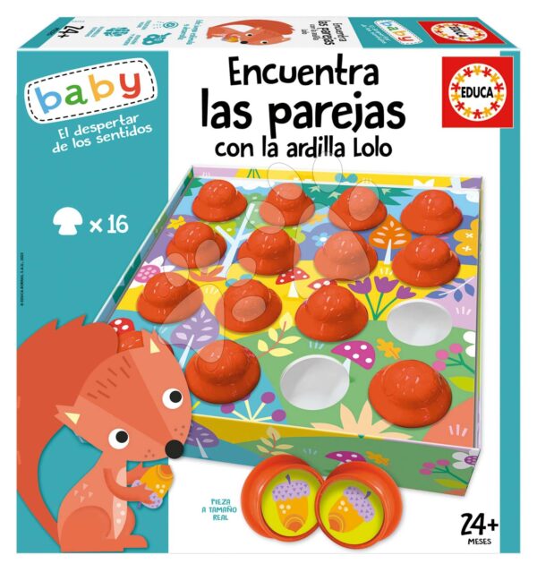 Naučná hra pro nejmenší Find the matches with Lolo the squirrel Educa pexeso se zvířátky od 24 měsíců