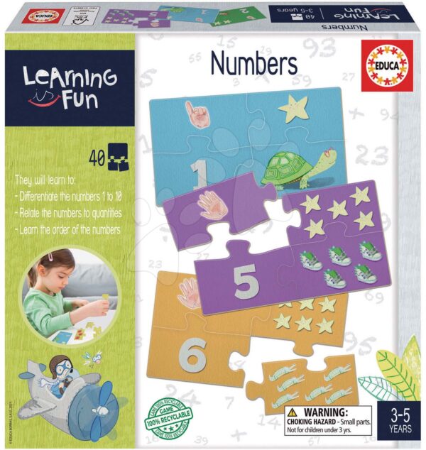 Naučná hra pro nejmenší Numbers Educa Učíme se čísla od 1–10 s obrázky 40 dílů