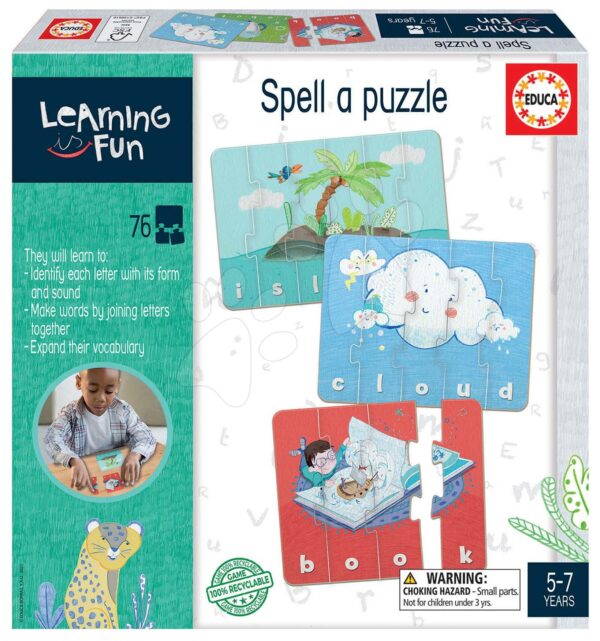 Naučná hra pro nejmenší Spell a Puzzle Educa Učíme se anglická slova s obrázky 76 dílů od 5 let