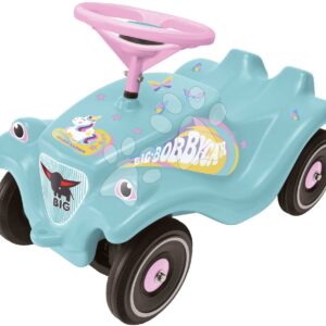 Odrážedlo auto Bobby Car Classic Unicorn BIG ekologické tyrkysové s klaksonem a trendy nálepkami od 12 měsíců