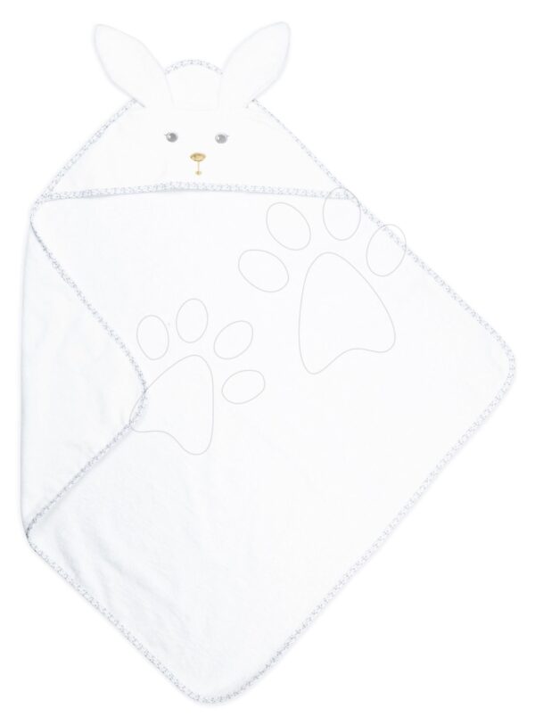 Osuška s kapucí pro nejmenší Zajíček My Rabbit Bath Towel Perle Kaloo bílá 75*75 cm z jemného měkkého materiálu od 0 měsíců