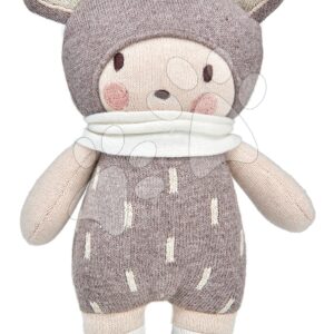 Panenka pletená šedá Baby Beau Knitted Doll ThreadBear 24 cm z jemné a měkké bavlny v dárkovém balení od 0 měsíců