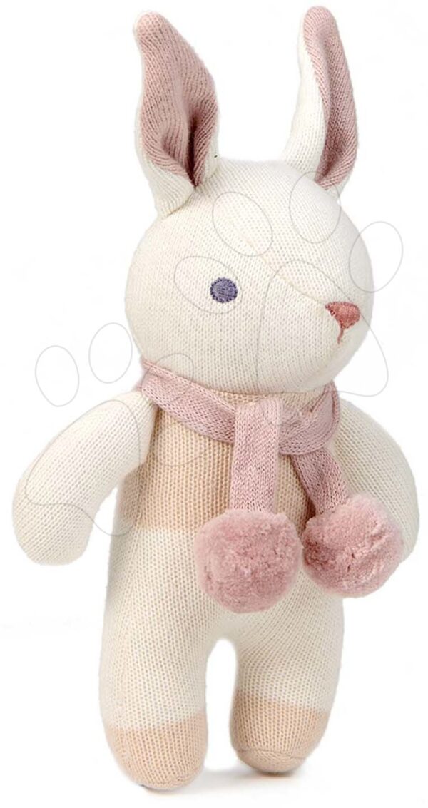 Panenka pletená zajíček Baby Threads Cream Bunny Rattle ThreadBear 22 cm krémová z jemné měkké bavlny od 0 měsíců