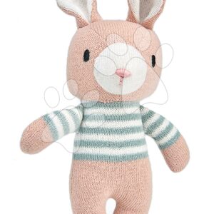Panenka pletená zajíček Finbar Hare Knitted Baby Doll ThreadBear 18 cm z jemné a měkké bavlny s dárkovým štítkem od 0 měsíců