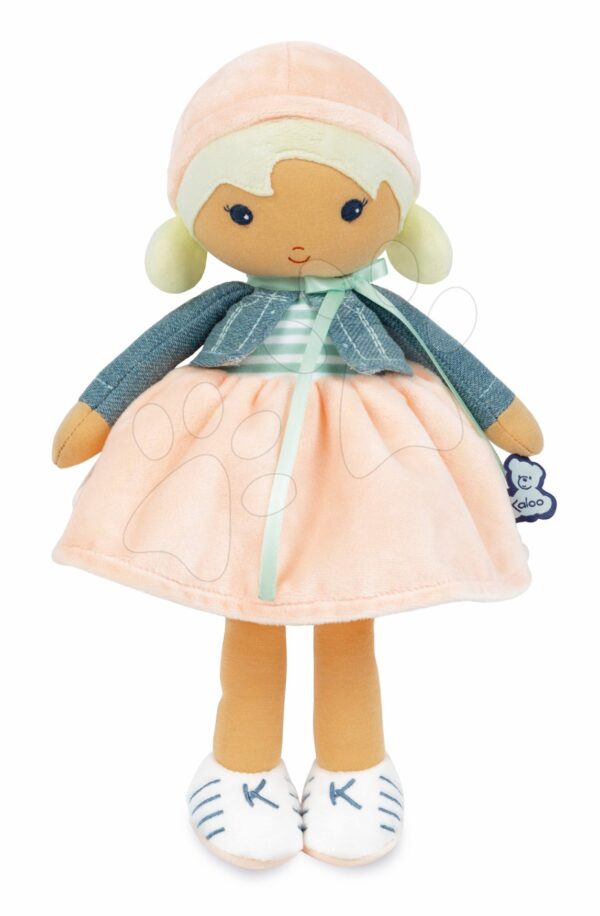 Panenka pro miminka Chloe K Doll Tendresse Kaloo 25 cm v riflovém kabátku z jemného textilu v dárkovém balení od 0 měsíců