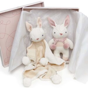 Panenky pletené zajíčci Baby Threads Cream Bunny Gift Set ThreadBear krémové z jemné měkké bavlny v dárkovém balení od 0 měsíců