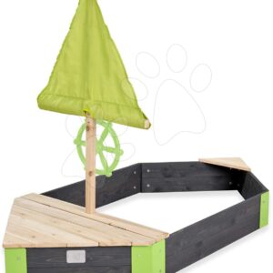 Pískoviště cedrové loď s kormidlem Aksent Boat Sandpit Exit Toys stožár s plachtou a úložným prostorem 190*90 cm