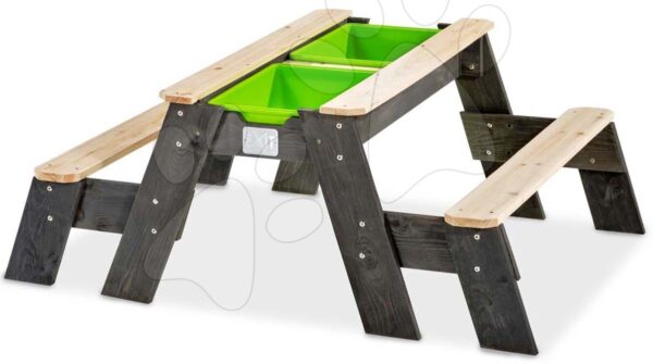 Pískoviště cedrové stůl na vodu a písek Aksent sand&water table Exit Toys piknikové se 2 lavicemi a krytem