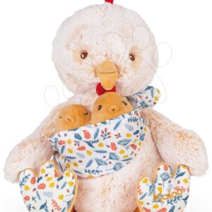 Plyšový otec kohout s kuřátky Linoo Chicken Dad Plush Paul Kaloo krékrémový 35 cm z jemného plyše v dárkové krabičce od 0 měsíců