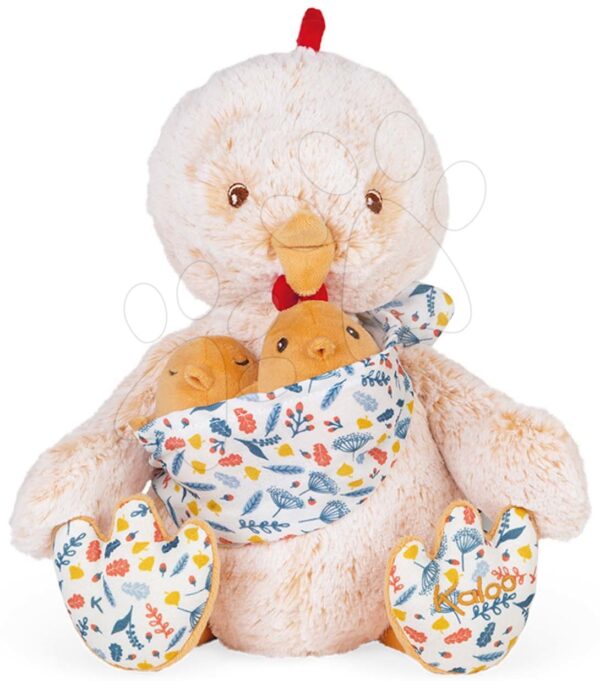 Plyšový otec kohout s kuřátky Linoo Chicken Dad Plush Paul Kaloo krékrémový 35 cm z jemného plyše v dárkové krabičce od 0 měsíců