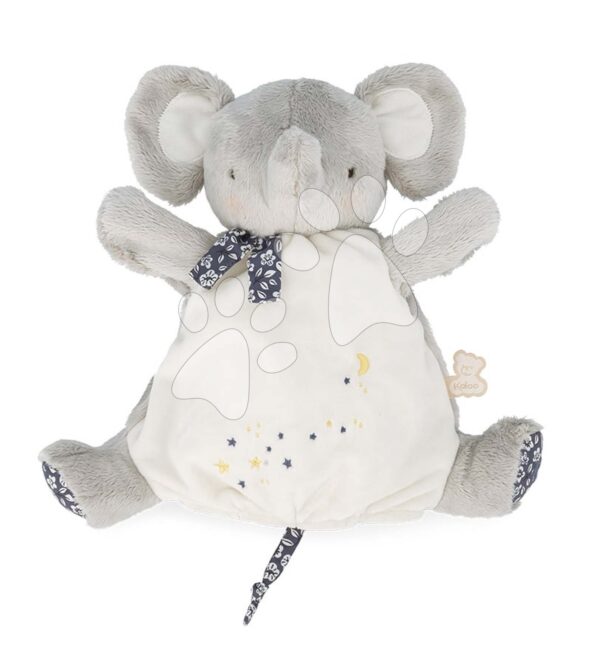 Plyšový slon loutkové divadlo Elephant Doudou Puppet Petites Chansons Kaloo šedý 24 cm z jemného plyše od 0 měsíců