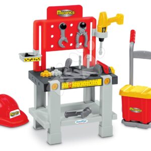 Pracovní stolek s přilbou Super Pack Mecanics Écoiffier 19 doplňků a rudl od 18 měsíců