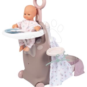 Přebalovací kufřík na kolečkách Suitcase 3in1 Natur D'Amour Baby Nurse Smoby s postýlkou a jídelní židlí 6 doplňků od 18 měsíců