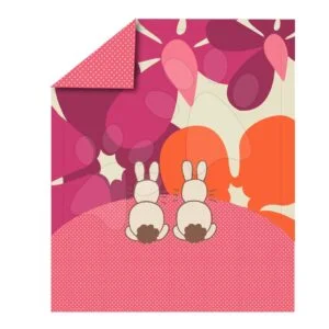 Přikrývka Sateen Rabbits toTs smarTrike Králíček 100% bavlna saténový vzhled růžová od 0 měsíců