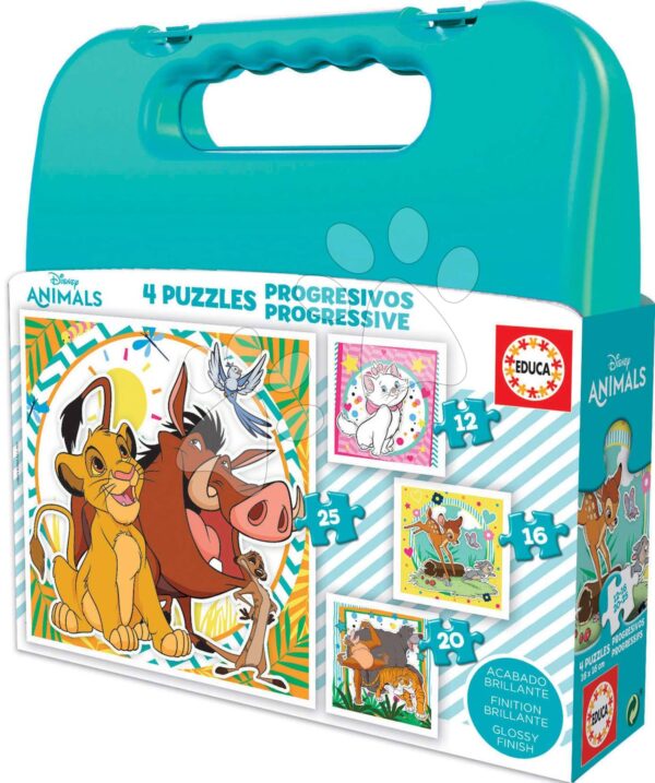 Puzzle Disney Animals v kufříku Progressive Educa 12-16-20-25dílné