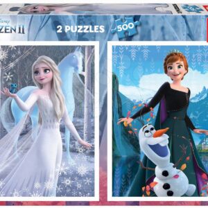 Puzzle Frozen Educa 2 x 500 dílků a lepidlo Fix od 11 let