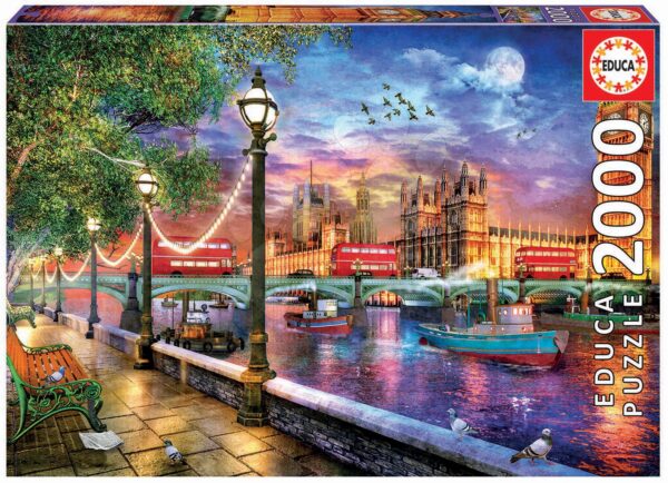 Puzzle London at Sunset Dominic Davison Educa 2000 dílků a Fix lepidlo od 11 let