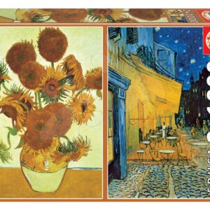 Puzzle Los Girasoles+Terraza De café Por La Noche Vincent van Gogh Educa 2 x 1000 dílků a Fix lepidlo od 11 let