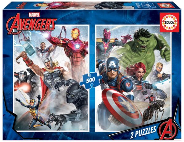 Puzzle Marvel Mania Educa 2 x 500 dílků a Fix lepidlo od 11 let