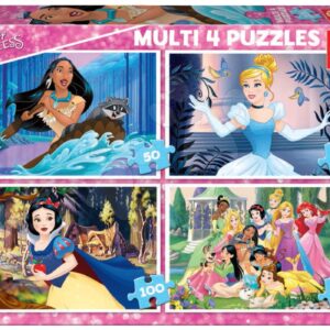Puzzle Multi 4 Disney Princess Educa 50-80-100-150 dílků od 5 let