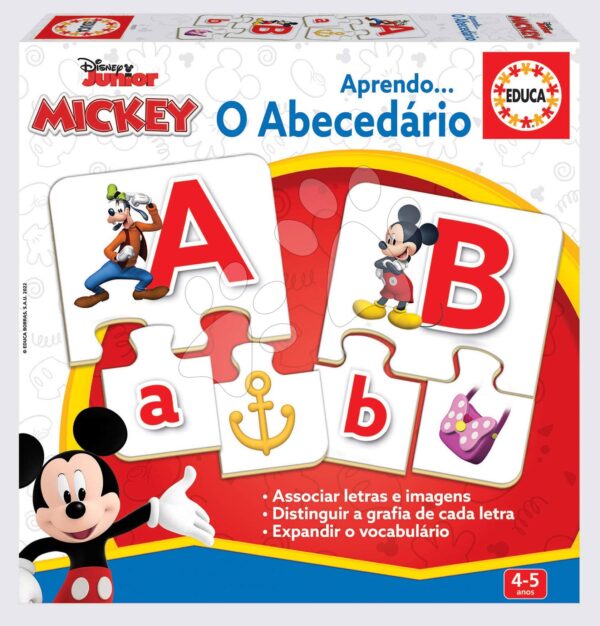 Puzzle Písmenká abecedy Mickey Educa 78 dielikov portugalsky od 4 rokov EDU19373