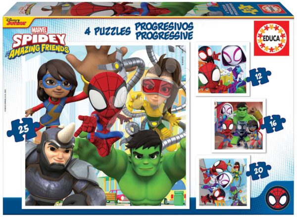 Puzzle Spidey & his Amazing Friends Progressive Educa 12-16-20-25 dílků