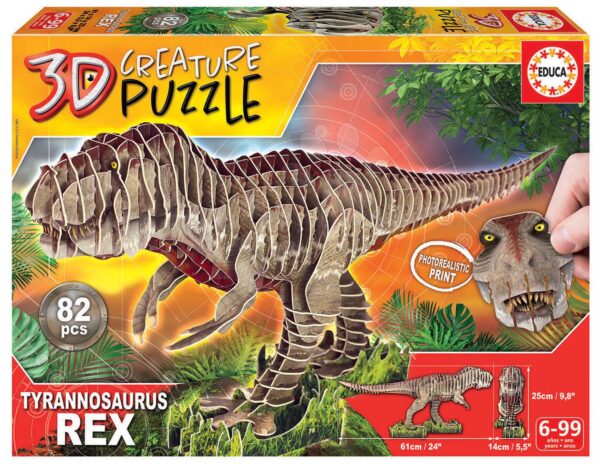 Puzzle dinosaurus Tyrannosaurus Rex 3D Creature Educa délka 61 cm 82 dílků od 6 let