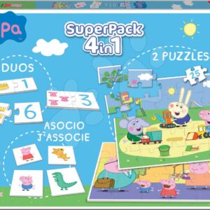 Puzzle domino a pexeso Peppa Pig Disney Superpack 4v1 Educa