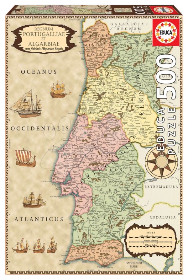 Puzzle historická mapa Portugalska Educa 500 dílků a Fix lepidlo od 11 let