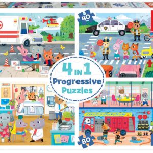 Puzzle hrdinové Heroes to the Rescue Progressive Educa zvířátka v akci 20-40-60-80 dílčích od 4 let