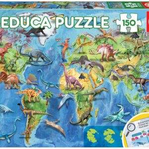 Puzzle mapa světa Dinosaurs World Map Educa 150 dílků od 7 let