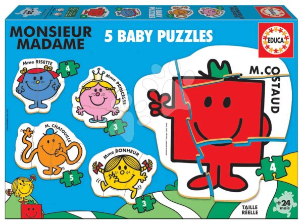 Puzzle pro nejmenší Baby Puzzles Monsieur Madame Educa 5obrázkové od 24 měsíců