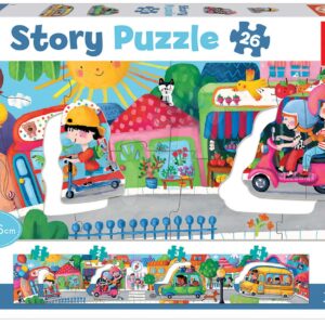 Puzzle pro nejmenší Story Vehicles in the City Educa rozprávka Cestujeme po městě 26 dílů