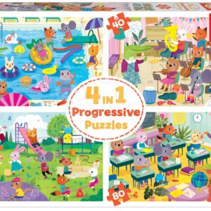 Puzzle škola School Day Progressive Educa zvířátka školáci 20-40-60-80 dílné od 4 let