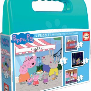 Puzzle v kufříku Peppa Pig Progressive Educa 6-9-12-16 dílků od 4 let