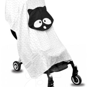 Sluneční clona na kočárek Myval Bamboo Black & White tot 's smarTrike s okénkem 70% bambus 30% bavlna 100 * 100 cm prodyšné od 0 měsíců