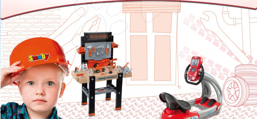 Smoby dětská motorová pila Black&Decker se zvukem 500200 červená - Obrázek 3