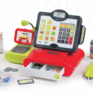 Smoby elektronická pokladna pro děti Marchande s váhou a čtečkou 350103 červená