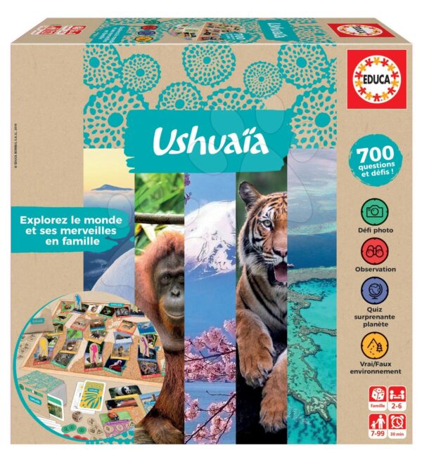 Společenská hra Jeu Ushuaia Junior Educa francouzsky pro 2–6 hráčů 700 otázek od 7 let