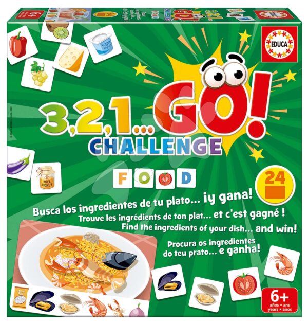 1... Go! Challenge Food Educa 24 obrázků 150 dílů anglicky španělsky francouzsky od 6 let