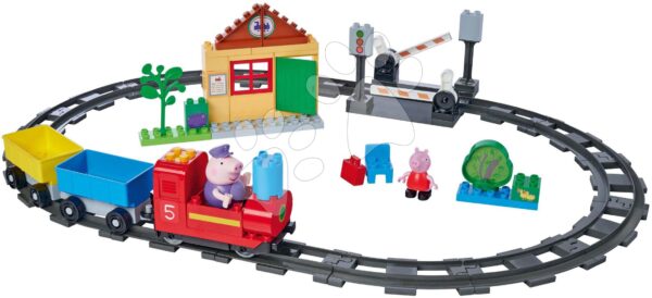 Stavebnice elektronická Peppa Pig Train Fun PlayBig Bloxx BIG železnice se zvukem a 2 figurkami 55 dílů od 1
