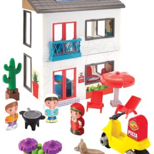 Stavebnice rodinný dům Abrick Écoiffier dvoupatrový s motorkou a 3 postavičky 56 dílů od 18 měsíců