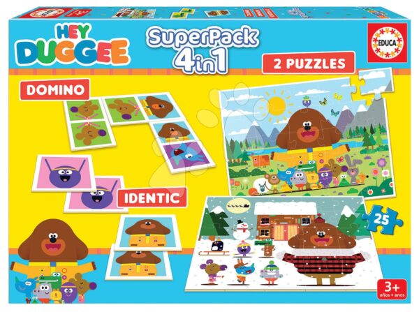 Superpack 4v1 Hey Duggee Educa domino pexeso a 2 puzzle s 25 dielikmi EDU19395