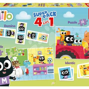 Superpack 4v1 Milo Educa domino pexeso a puzzle s 25 a 50 dílky