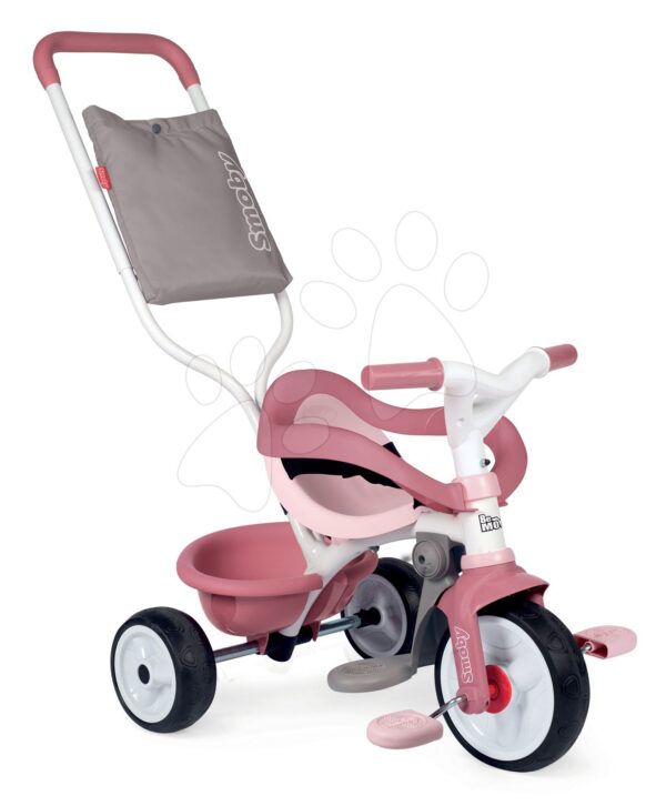 Tříkolka s opěrkou Be Move Comfort Tricycle Pink Smoby s EVA koly a vodicí tyč s taškou růžová od 10 měsíců