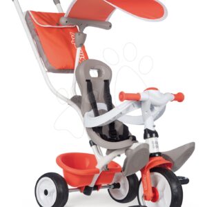 Tříkolka s vysokou opěrkou Baby Balade Tricycle Red Smoby se slunečníkem a EVA koly červená od 10 měsíců