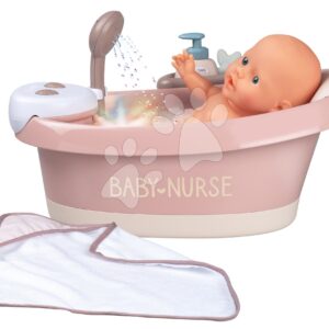 Vanička s tekoucí vodou ve sprše Balneo Bath Natur D'Amour Baby Nurse Smoby s jacuzzi koupelí se světlem a bubláním elektronické