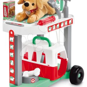 Veterinární klinika s plyšovým pejskem Veterinary Clinic Écoiffier na vozíku se 14 doplňky od 18 měsíců